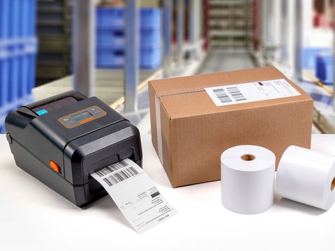 Versand mit Linerless-Etiketten Linerless Drucker mit Verbrauchsmaterial