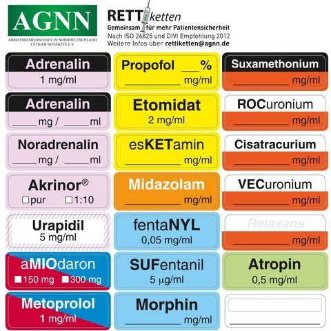 Etiketten auf Rolle für den Einsatz im Rettungswagen